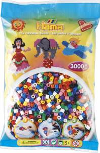 Намистини для термомозаики 10 кольорів 3000шт в пакеті Hama 201-00