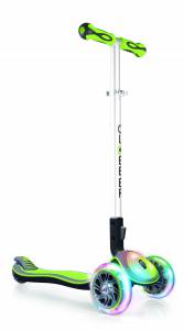 Самокат Globber (Франція) ELITE зелений / сірий, колеса і панель з підсвічуванням, до 50кг, 3 колеса