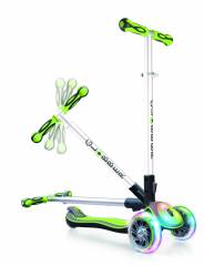 Самокат Globber зелений / сірий, колеса і панель з підсвічуванням, до 50кг, 3 колеса (449-106)